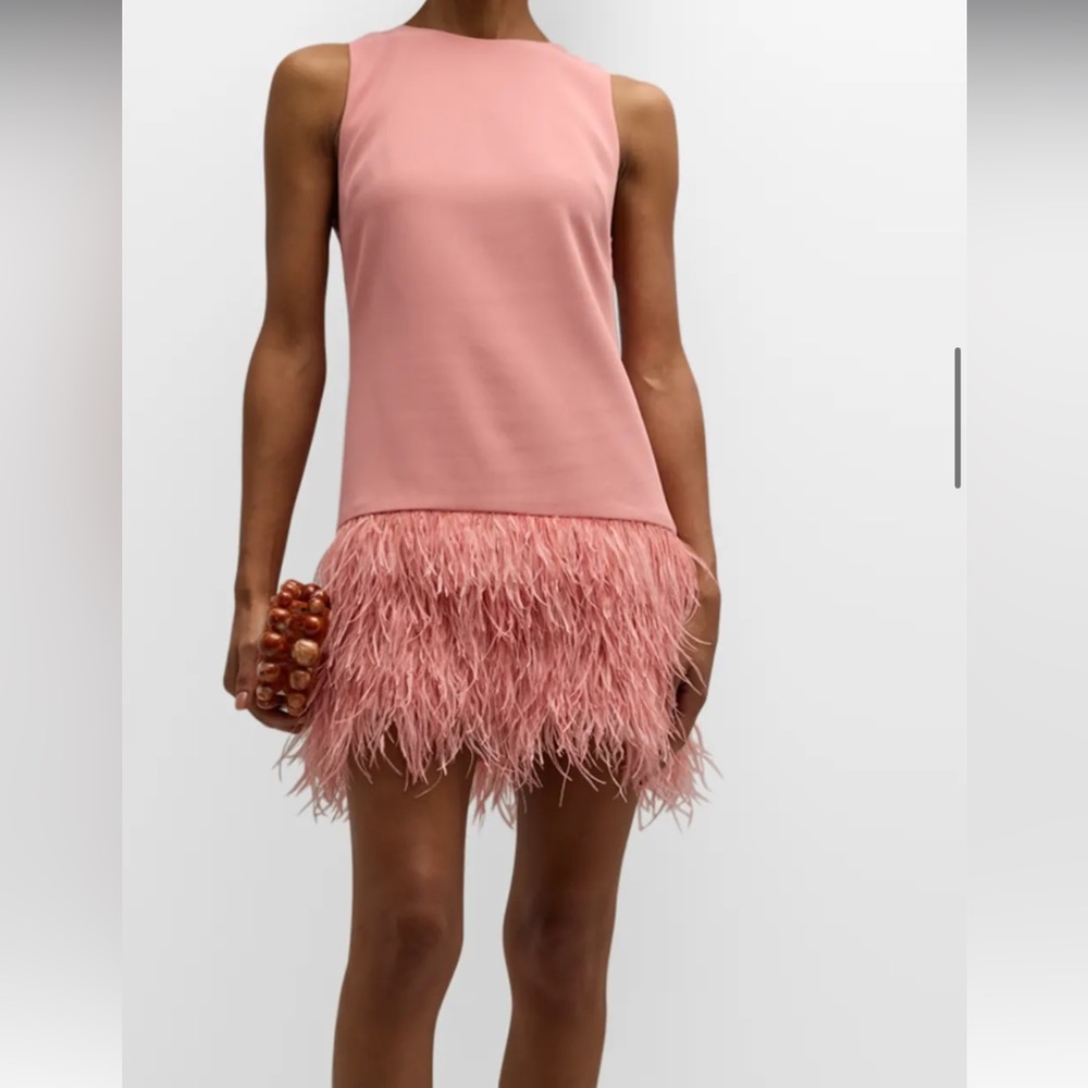 Alice and Olivia OLEY FEATHER TRIM MINI DRESS - Picture 3 of 3